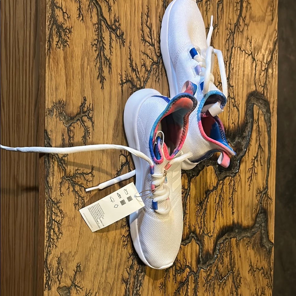 White and Pink Sneakers with Lace-Up Design
